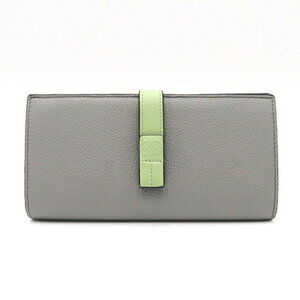 Loewe Partical Wallet long grained calfskin leather gray green
